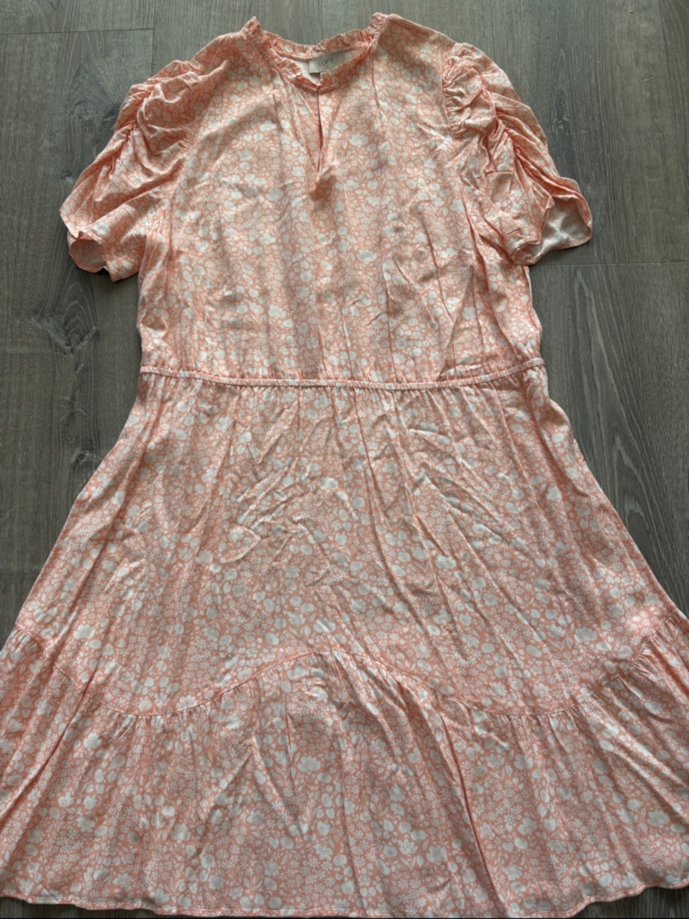 LOFT Peach and White Floral Dress